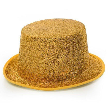 Hoge Hoed Glitter Goud van Partychimp koop je bij Partywinkel