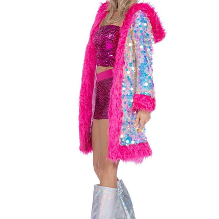 Holografisch Jas Dames Lang Met Pailletten van Wilbers & Wilbers koop je bij Partywinkel