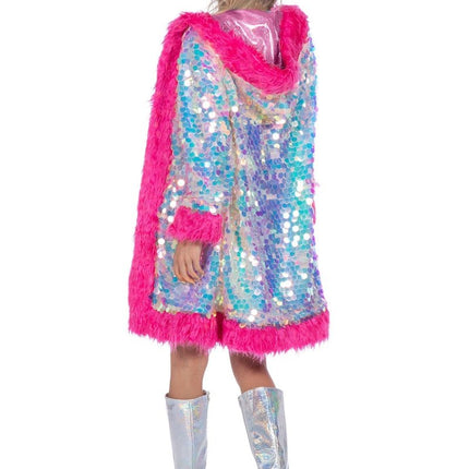 Holografisch Jas Dames Lang Met Pailletten van Wilbers & Wilbers koop je bij Partywinkel