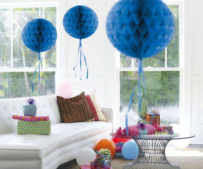 Honeycomb Bal Blauw 30cm van Folat koop je bij Partywinkel