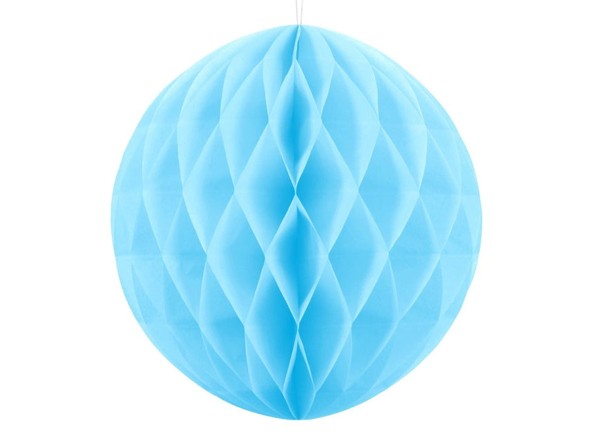 Honeycomb Bal Lichtblauw 20cm van Partydeco koop je bij Partywinkel