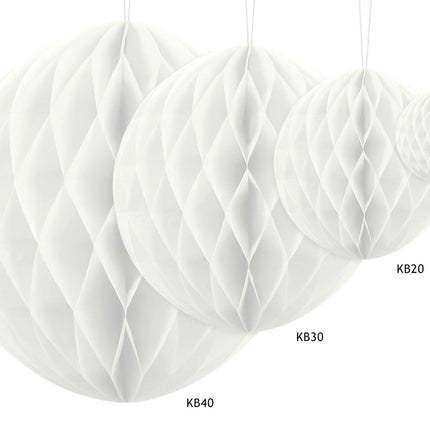 Honeycomb Bal Wit 30cm van Partydeco koop je bij Partywinkel
