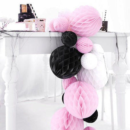 Honeycomb Bal Zwart 20cm van Partydeco koop je bij Partywinkel