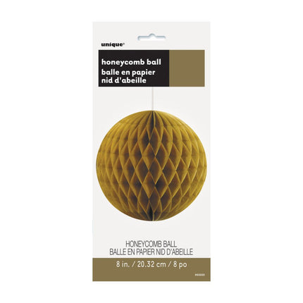Honeycomb Bol Goud 20cm van Unique koop je bij Partywinkel
