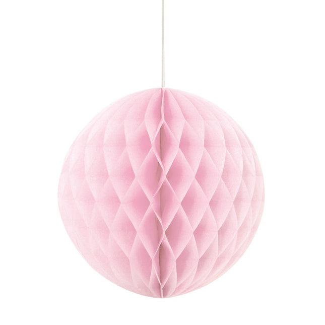 Honeycomb Bol Lichtroze 20cm van Unique koop je bij Partywinkel