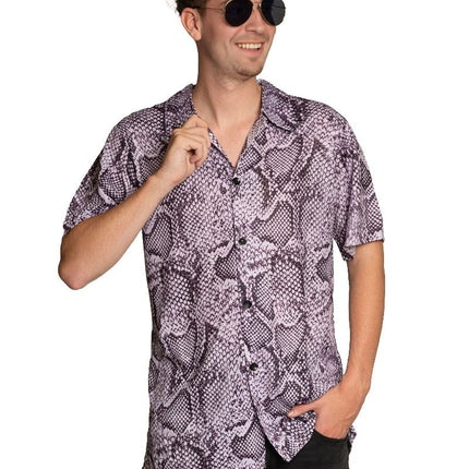 Shirt Slangenprint Zilver Heren