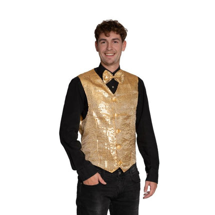 Gouden Gilet Met Strik 2 delig