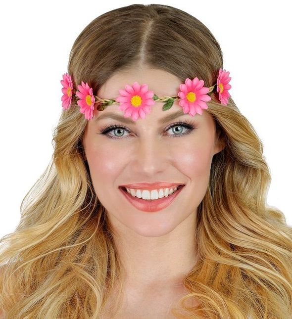 Hoofdband Bloemen Roze van Widmann koop je bij Partywinkel