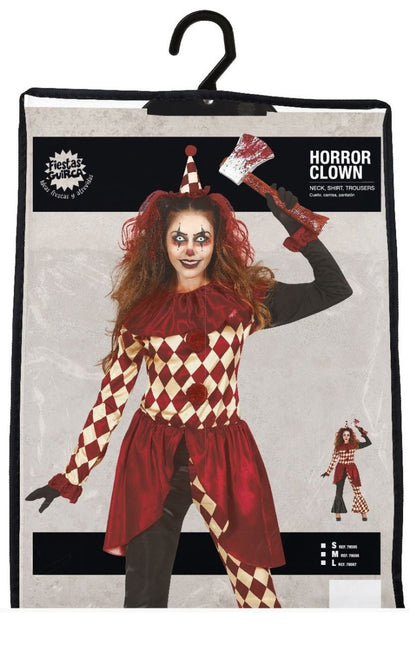 Horror Clown Halloween Kostuum Dames Rood Goud van Fiestas Guirca koop je bij Partywinkel