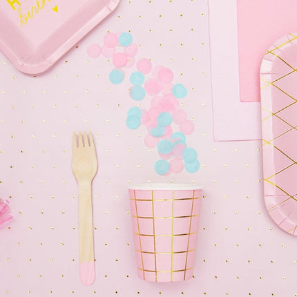 Houten Bestek Lichtroze 16cm 18 delig van Partydeco koop je bij Partywinkel