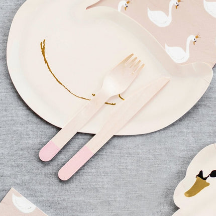 Houten Bestek Lichtroze 16cm 18 delig van Partydeco koop je bij Partywinkel