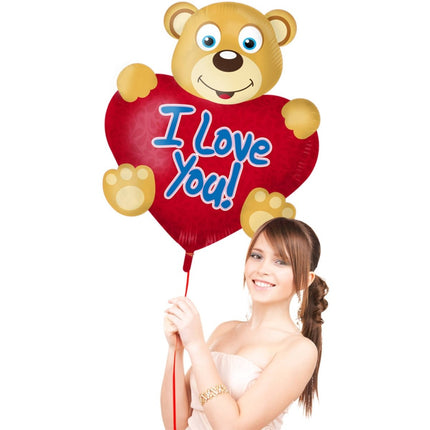 Hart Helium Ballon Rood Leeg I Love You Teddybeer 80cm van Folat koop je bij Partywinkel