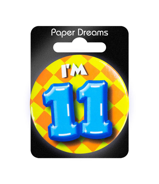 I'm 11 Button 11 Jaar 5,5cm van Paper Dreams koop je bij Partywinkel