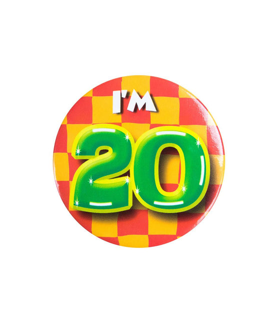 I'm 20 Button 20 Jaar 5,5cm van Paper Dreams koop je bij Partywinkel