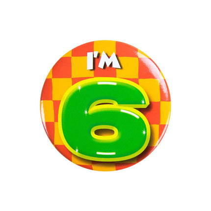 I'm 6 Button 6 Jaar 5,5cm van Paper Dreams koop je bij Partywinkel