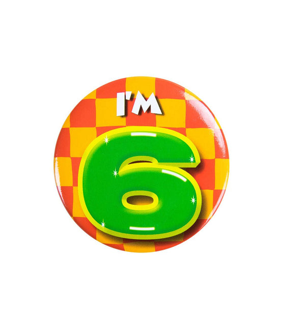I'm 6 Button 6 Jaar 5,5cm van Paper Dreams koop je bij Partywinkel