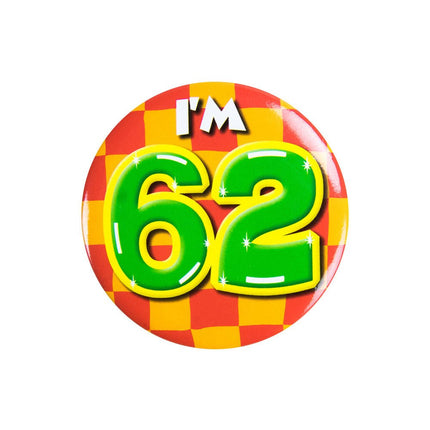 I'm 62 Button 62 Jaar 5,5cm van Paper Dreams koop je bij Partywinkel