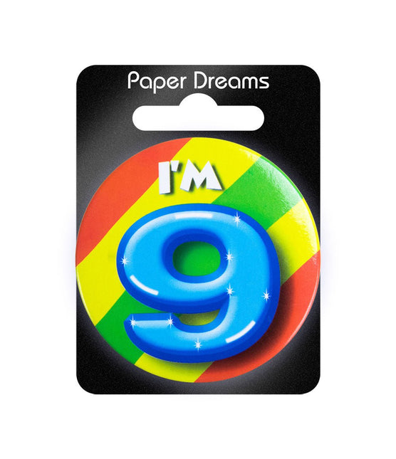 I'm 9 Button 9 Jaar 5,5cm van Paper Dreams koop je bij Partywinkel