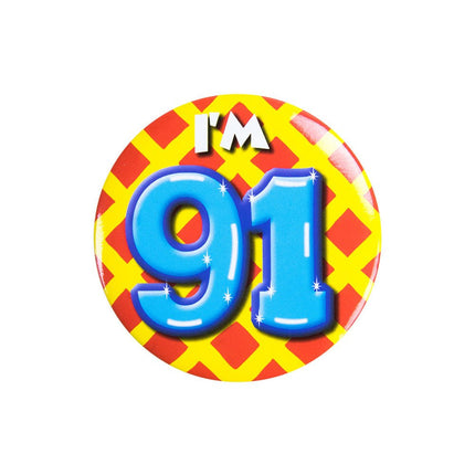 I'm 91 Button 91 Jaar 5,5cm van Paper Dreams koop je bij Partywinkel