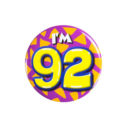 I'm 92 Button 92 Jaar 5,5cm van Paper Dreams koop je bij Partywinkel