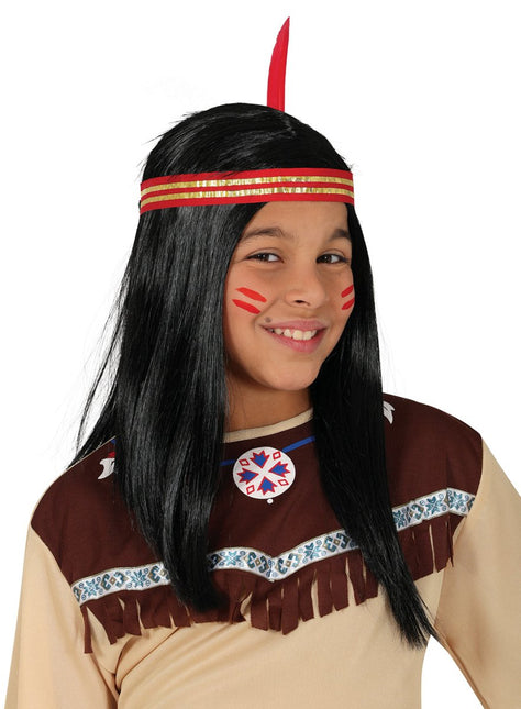 Indiaan Pruik Zwart Kind van Fiestas Guirca koop je bij Partywinkel