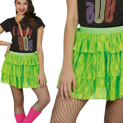 Jaren '80S Rok Neon Groen van Fiestas Guirca koop je bij Partywinkel