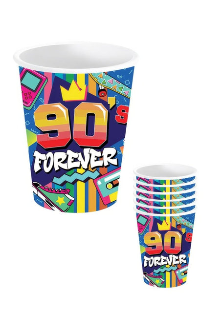Jaren 90 Bekers 240ml 6st van Fiestas Guirca koop je bij Partywinkel