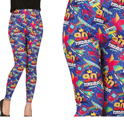 Jaren 90 Legging Blauw Dames van Fiestas Guirca koop je bij Partywinkel