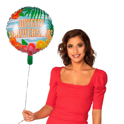 Joyeux Anniversaire Helium Ballon Hawaii Leeg 45cm van Boland koop je bij Partywinkel