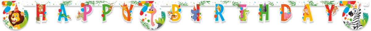 Jungle Dieren Happy Birthday Letterslinger van Procos koop je bij Partywinkel