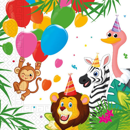 Jungle Dieren Servetten 33cm 12st van Procos koop je bij Partywinkel