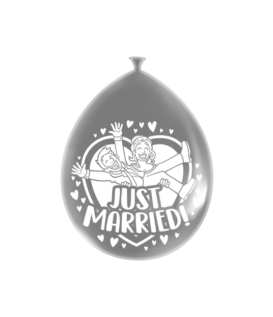 Just Married Ballonnen Zilver 30cm 8st van Paper Dreams koop je bij Partywinkel