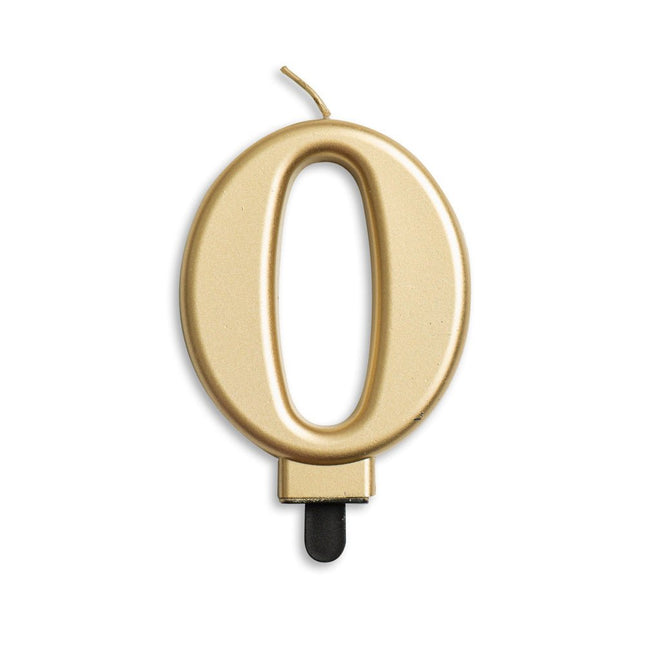 Kaars 0 Jaar Goud Metallic 8cm van WeFiesta koop je bij Partywinkel