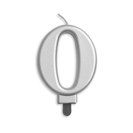 Kaars 0 Jaar Zilver Metallic 8cm van WeFiesta koop je bij Partywinkel