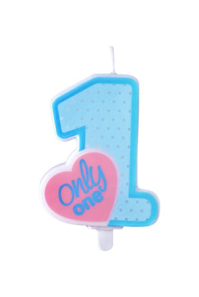 Kaars 1 Jaar Lichtblauw 8cm van Partydeco koop je bij Partywinkel