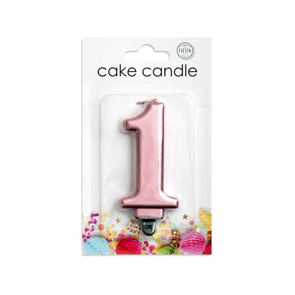 Kaars 1 Jaar Rose Goud Metallic 8cm van WeFiesta koop je bij Partywinkel