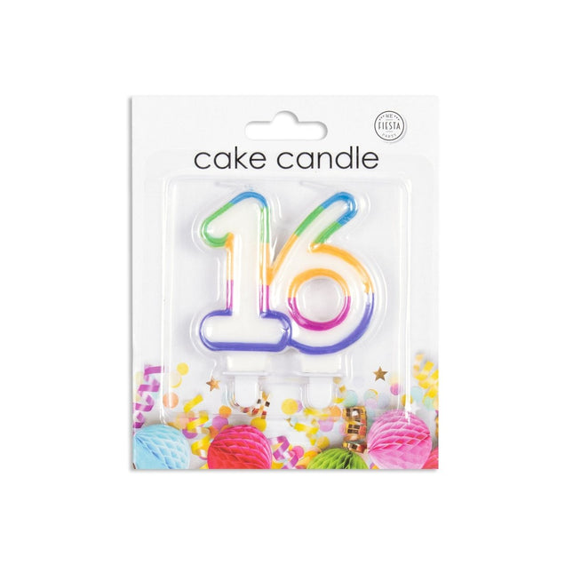 Kaars 16 Jaar Gekleurd 7cm van WeFiesta koop je bij Partywinkel