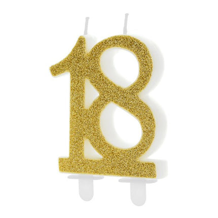 Kaars 18 Jaar Goud 7,5cm van Partydeco koop je bij Partywinkel