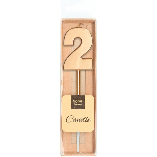 Kaars 2 Jaar Brons Metallic 15cm van Folat koop je bij Partywinkel