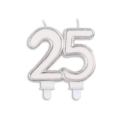 Kaars 25 Jaar Zilver 7cm van WeFiesta koop je bij Partywinkel