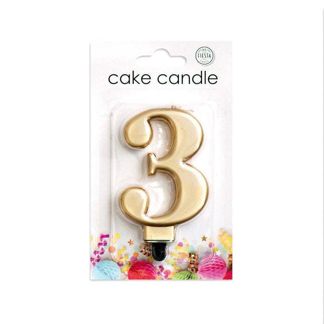 Kaars 3 Jaar Goud Metallic 8cm van WeFiesta koop je bij Partywinkel