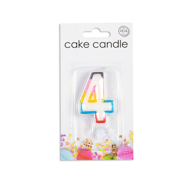 Kaars 4 Jaar Gekleurd 7cm van WeFiesta koop je bij Partywinkel