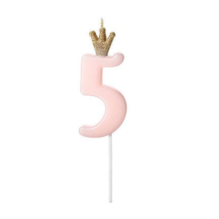 Kaars 5 Jaar Lichtroze 9,5cm van Partydeco koop je bij Partywinkel