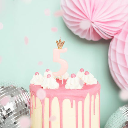 Kaars 5 Jaar Lichtroze 9,5cm van Partydeco koop je bij Partywinkel