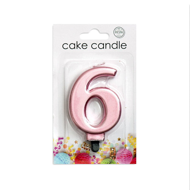 Kaars 6 Jaar Rose Goud Metallic 8cm van WeFiesta koop je bij Partywinkel
