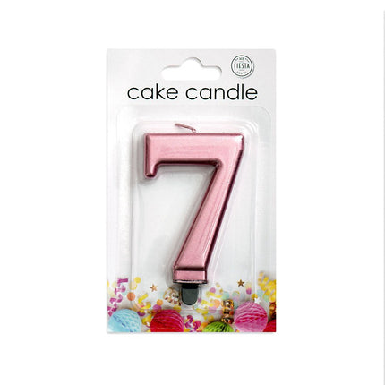 Kaars 7 Jaar Rose Goud Metallic 8cm van WeFiesta koop je bij Partywinkel
