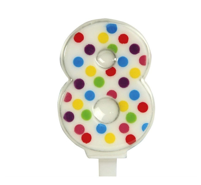 Kaars 8 Jaar Confetti 6,5cm van Fiestas Guirca koop je bij Partywinkel