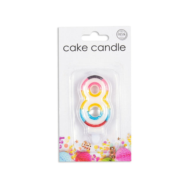 Kaars 8 Jaar Gekleurd 7cm van WeFiesta koop je bij Partywinkel