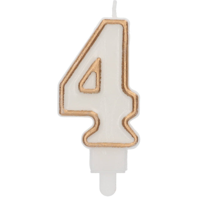 Kaars Simply Chique Gold Cijfer 4 van Folat koop je bij Partywinkel