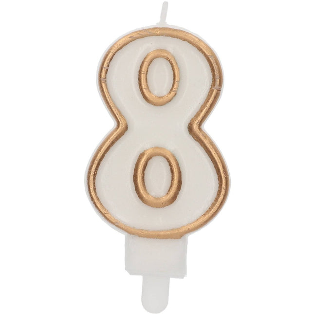Kaars Simply Chique Gold Cijfer 8 van Folat koop je bij Partywinkel